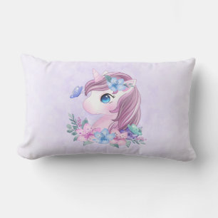 Cute & Magical Baby Unicorn with Big Eyes Lumbar Pillow