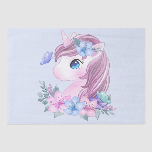 Cute & Magical Baby Unicorn with Big Eyes Tissue Paper (Front)