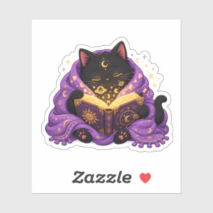 Cute Magical Book Lover Cat Cozy Halloween Sticker