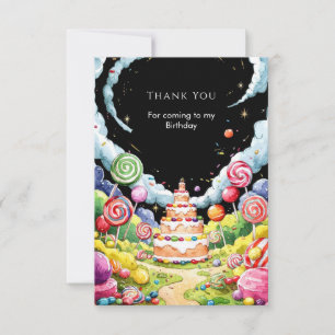 Cute Magical Candyland Birthday Thank You Card