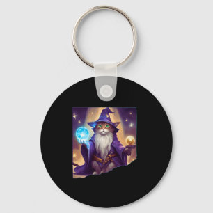 Cute Magical Cat Wizard Purrfect Wizard Feline Hal Keychain