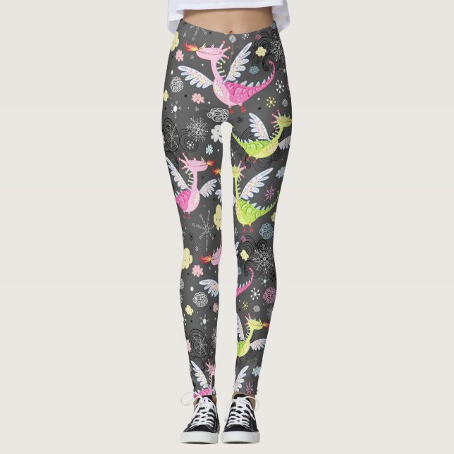 Cute Magical Dragons Leggings (Front)