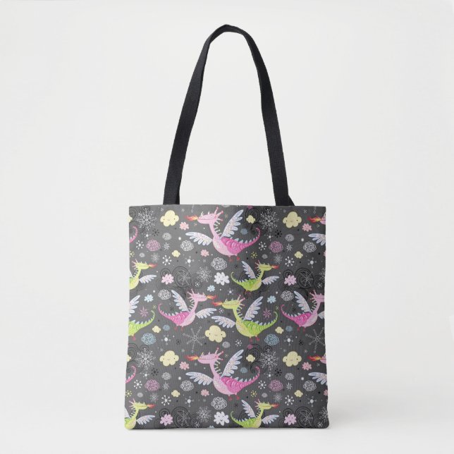 Cute Magical  Dragons Tote Bag (Front)