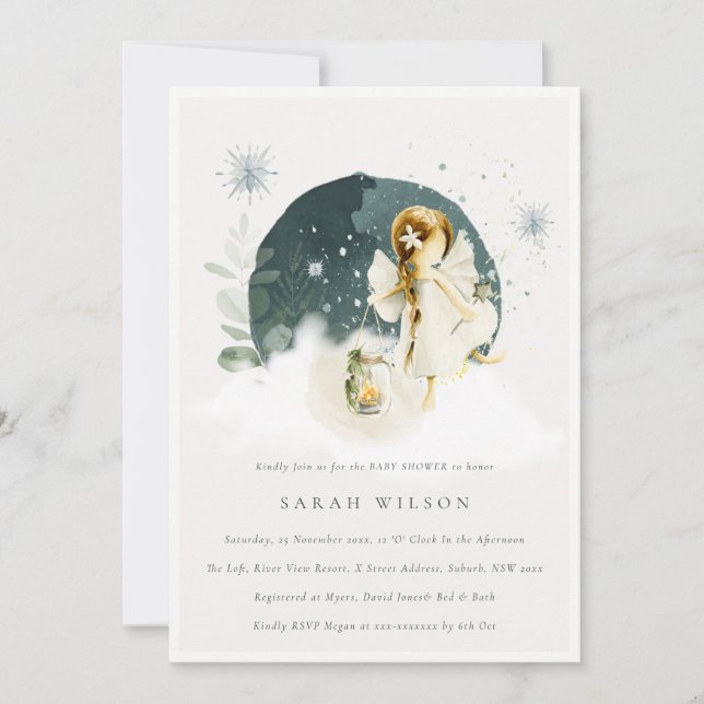 Cute Magical Enchanted Fairy Baby Shower Invite (Front)