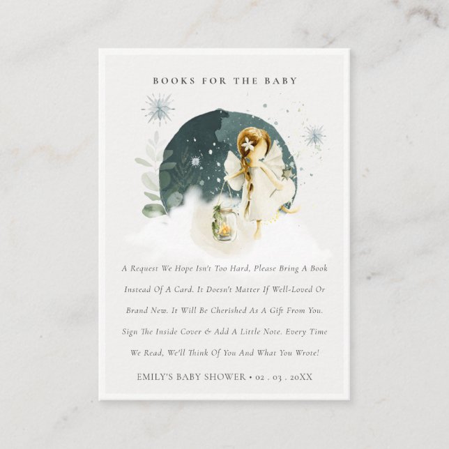 Cute Magical Enchanted Fairy Books for Baby Shower Enclosure Card (Front)