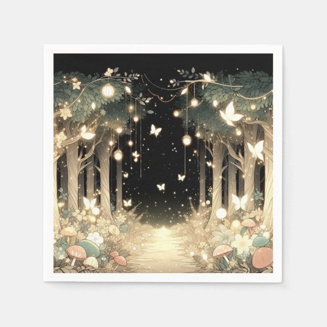 Cute Magical Enchanted Forest Baby Shower Napkin (Front)