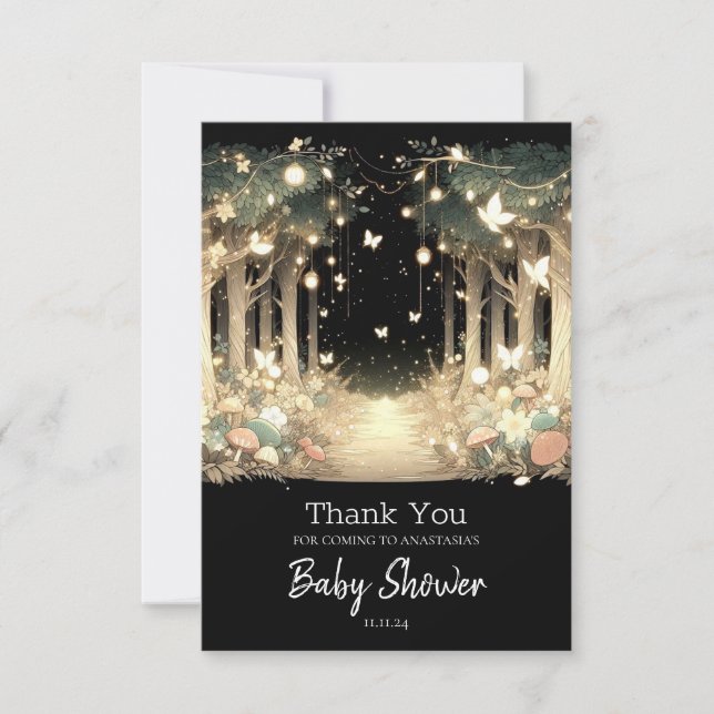  Cute Magical Enchanted Forest Baby Shower  Thank You Card (Front)