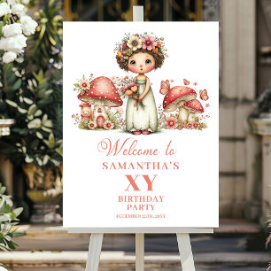 Cute Magical Fairy 5th Birthday Welcome Sign