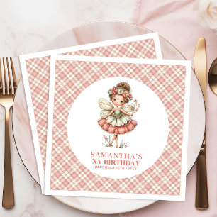 Cute Magical Fairy Blush Floral 7th Birthday Party Napkin