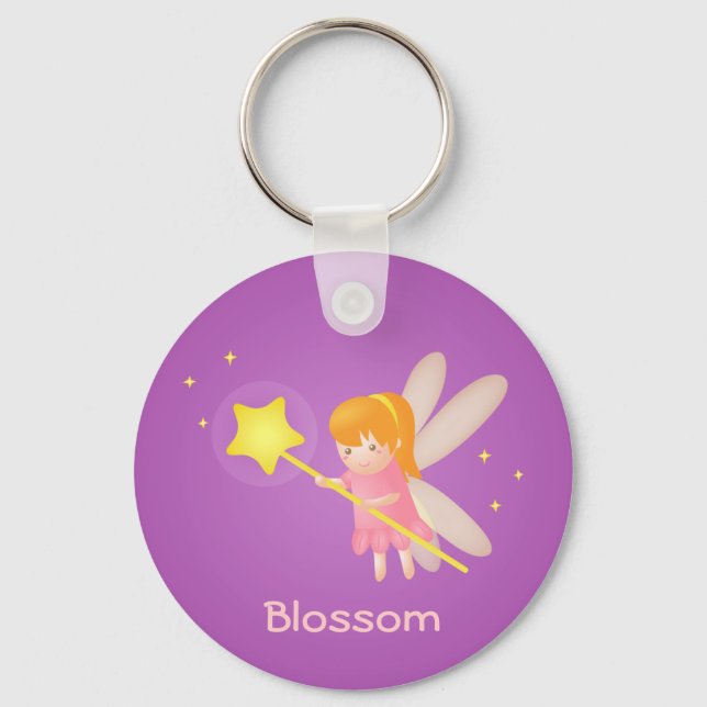 Cute Magical Fairy with Wand, For Girls Keychain (Front)