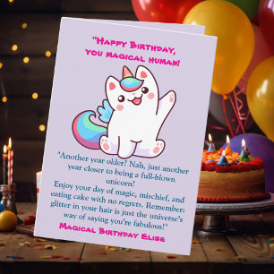 Cute Magical Funny Unicorn Kids Birthday Greeting Card