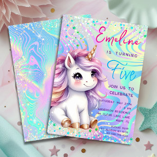 Cute Magical Glitter Unicorn Birthday Party Invitation