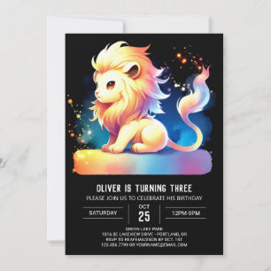 Cute Magical Lion Birthday Invitation