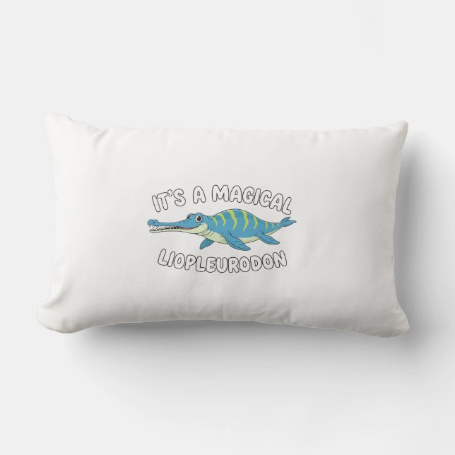 Cute Magical Liopleurodon Fantasy Prehistoric Ocea Lumbar Pillow (Front)