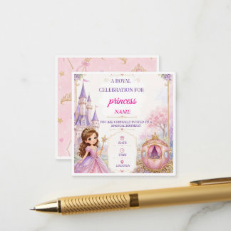 Cute Magical Princess Girl 5th Birthday Invitatio Enclosure Card