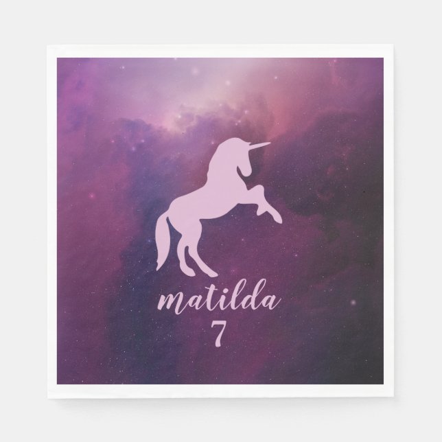 cute magical purple unicorn napkin (Front)