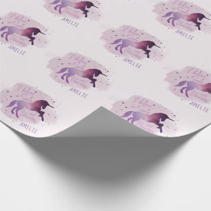 cute magical purple unicorn wrapping paper