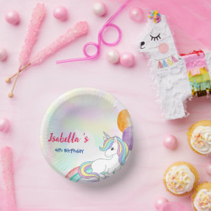 Cute Magical Rainbow Unicorn Birthday Party  Paper Plate