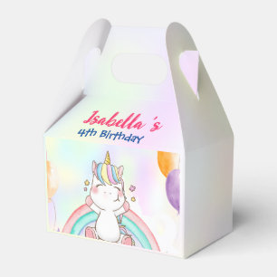 Cute Magical Rainbow Unicorn Happy Birthday Party  Favor Box