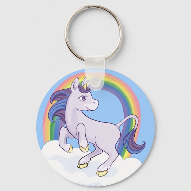 Cute Magical Rainbow Unicorn Keychain (Front)