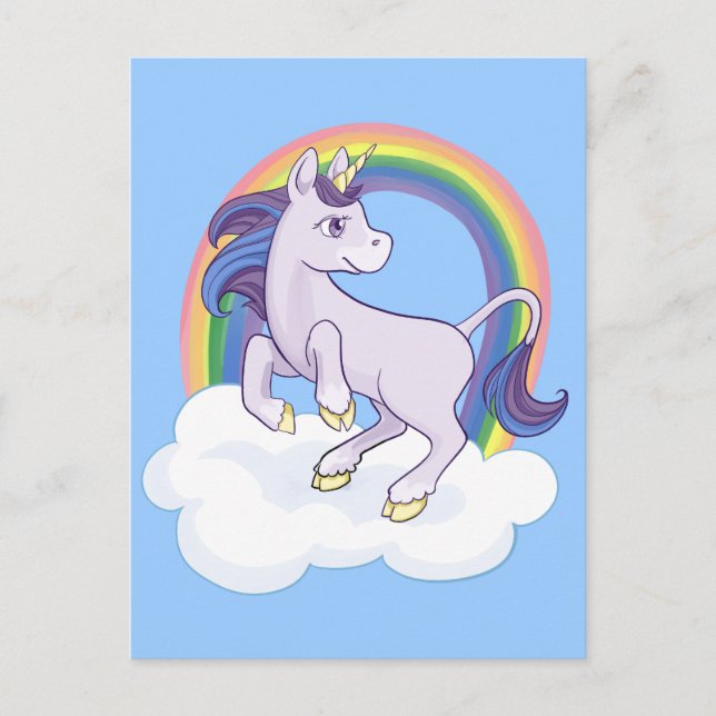 Cute Magical Rainbow Unicorn Postcard (Front)