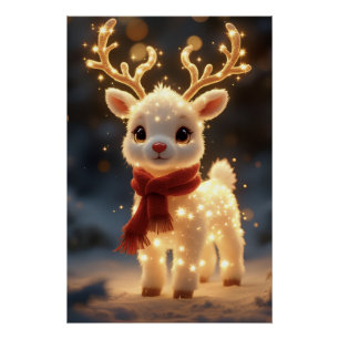 Cute Magical Reindeer with Sparkling Lights Poster