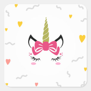 Cute Magical Sleeping Unicorn Square Sticker