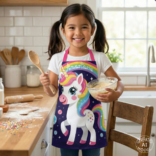 Cute Magical Sparkly Galaxy Unicorn Rainbow Apron