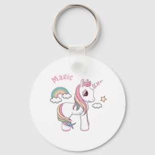 Cute Magical unicorn button Keychain