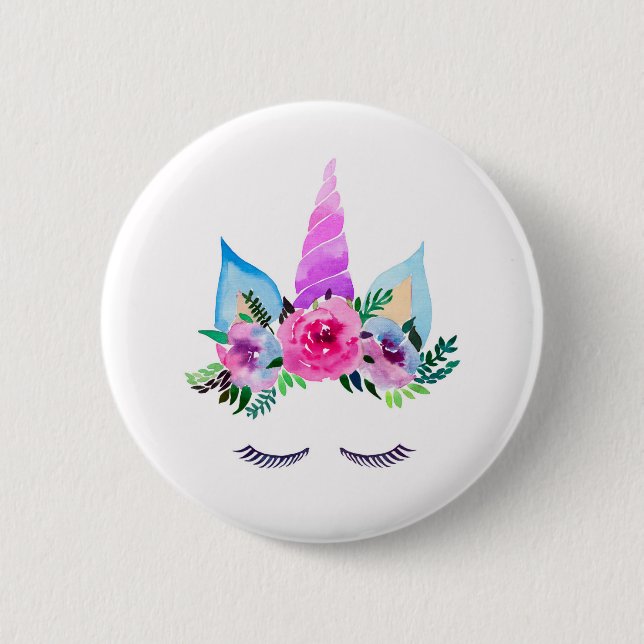 Cute Magical Unicorn Face 2 Inch Round Button (Front)