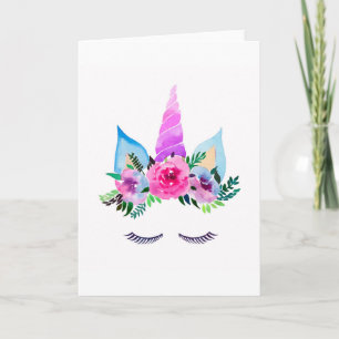 Cute Magical Unicorn Face Card