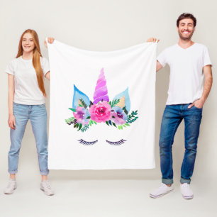 Cute Magical Unicorn Face Fleece Blanket