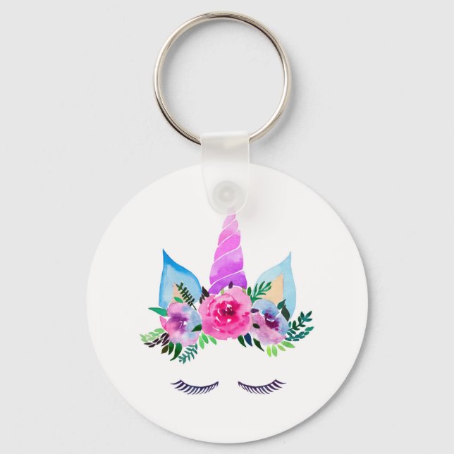 Cute Magical Unicorn Face Keychain (Front)
