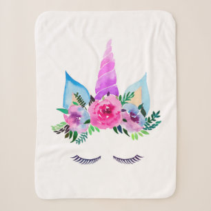 Cute Magical Unicorn Face Sherpa Blanket