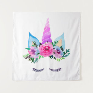 Cute Magical Unicorn Face Tapestry