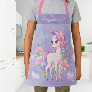 Cute Magical Unicorn Floral Balloons Personalized  Apron