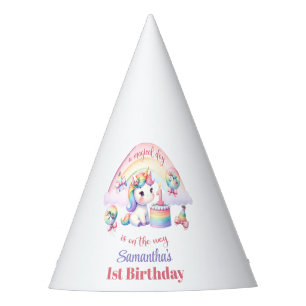 Cute Magical Unicorn girl first birthday Rainbow Party Hat