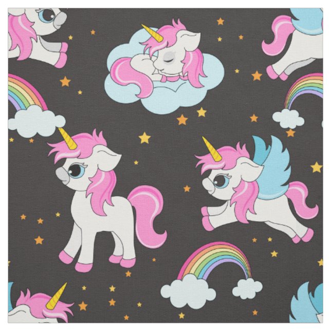 Cute magical unicorn girly fabric (Swatch)