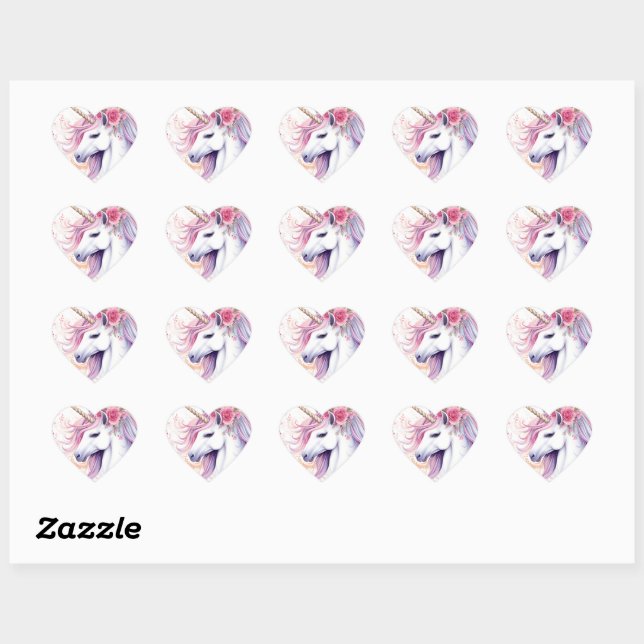 Cute Magical Unicorn Heart Sticker (Sheet)
