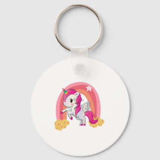 Cute magical unicorn kids shirt keychain