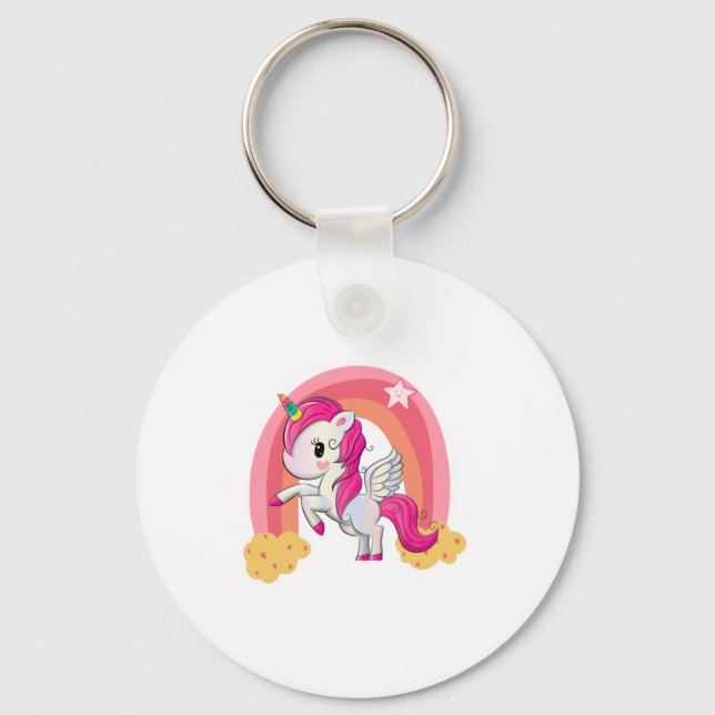 Cute magical unicorn kids shirt keychain (Front)