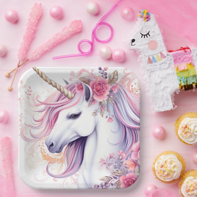 Cute Magical Unicorn Paper Plate (Party)