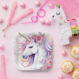 Cute Magical Unicorn Paper Plate