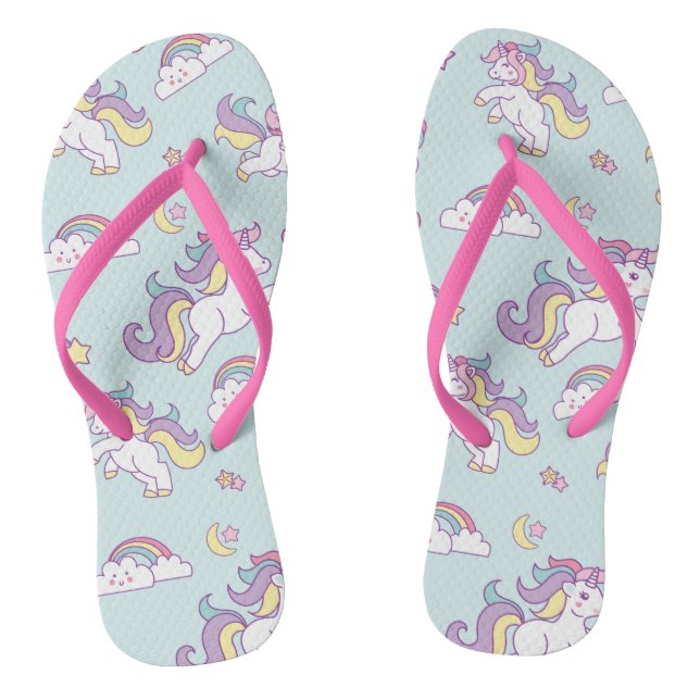Cute Magical Unicorn Pastel colour Flip Flops (Footbed)