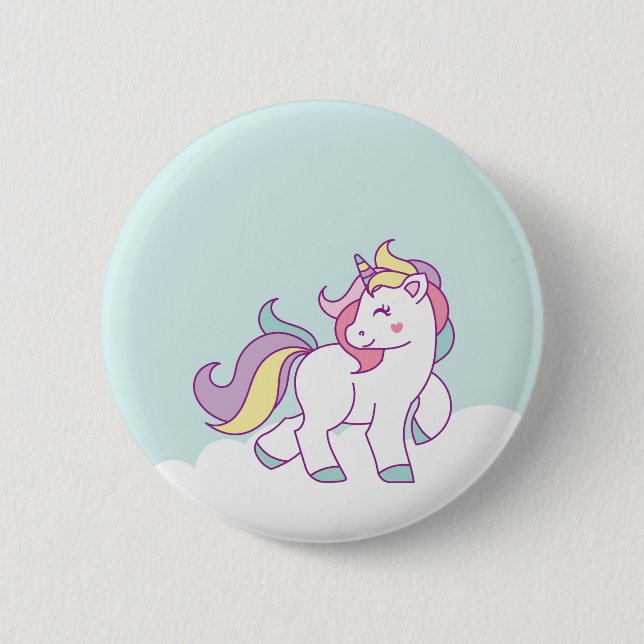 Cute Magical Unicorn Pastel colour Personalized 2 Inch Round Button (Front)