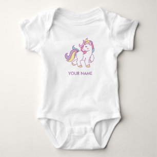 Cute Magical Unicorn Pastel colour Personalized Baby Bodysuit
