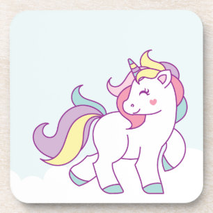 Cute Magical Unicorn Pastel colour Personalized Coaster