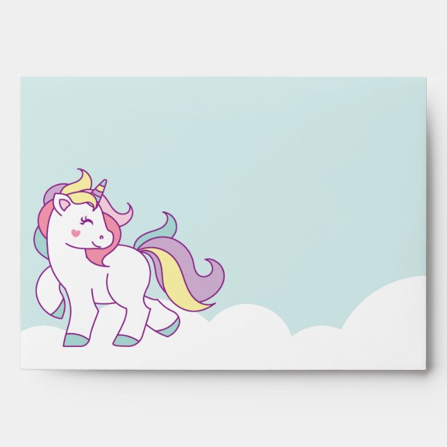 Cute Magical Unicorn Pastel colour Personalized Envelopes (Front)