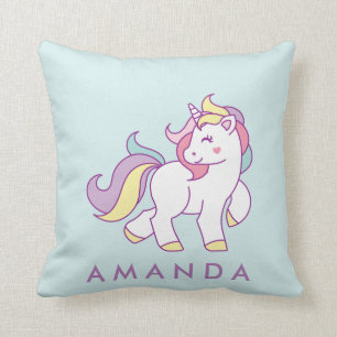 Cute Magical Unicorn Pastel colour Personalized Throw Pillow