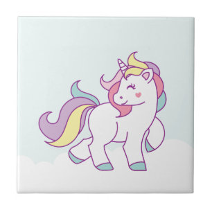 Cute Magical Unicorn Pastel colour Personalized Tile